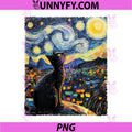 Modern Art Painting Van Gogh PNG, Starry Night Kitten Performance PNG