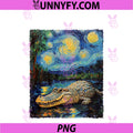 Modern Art Painting Van Gogh Starry Night PNG, Alligator Performance PNG