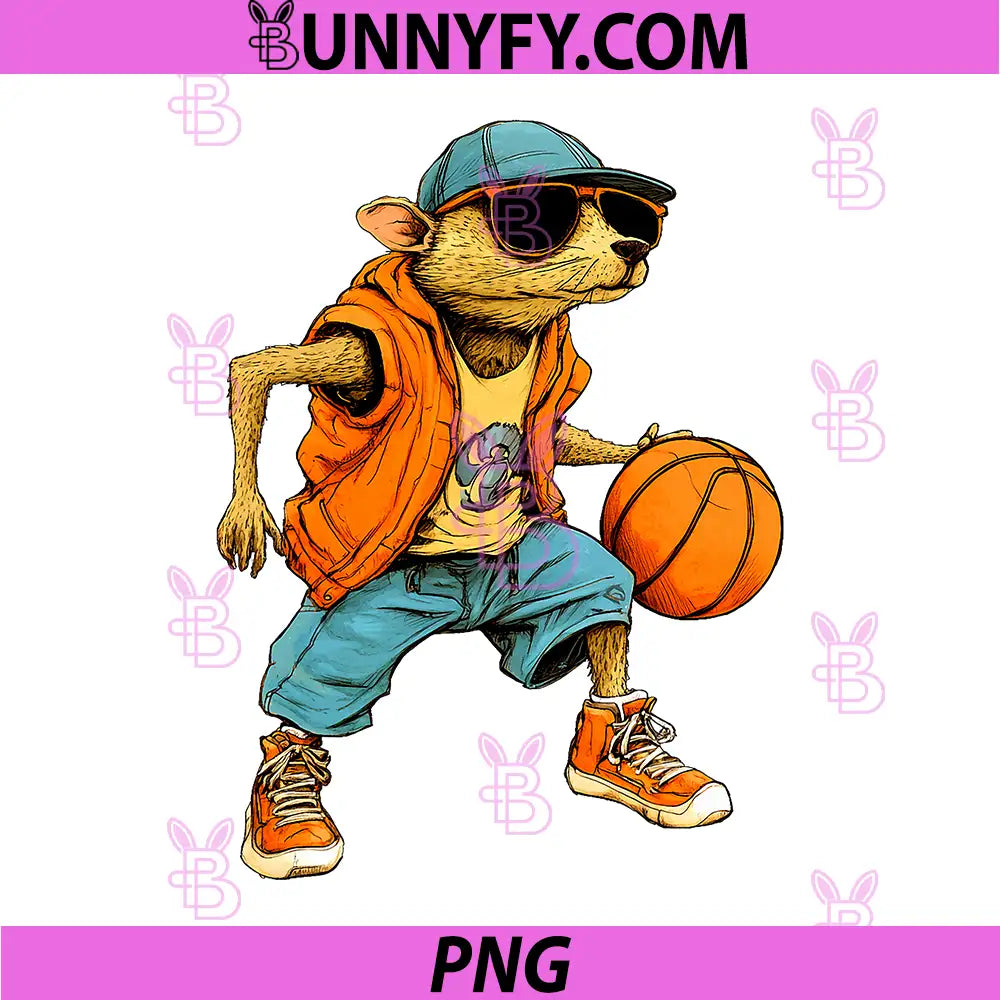 Cool Mole Playing Basketball PNG, Streetwear Animal Hoops Design PNG