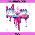 Mom Baseball Pink PNG, Blue Drip Bat Design Mother Day PNG