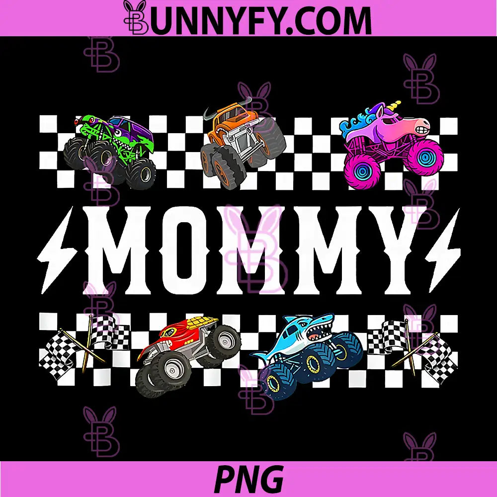 Mommy Retro Monster Truck PNG, Family Crew Birthday Matching PNG