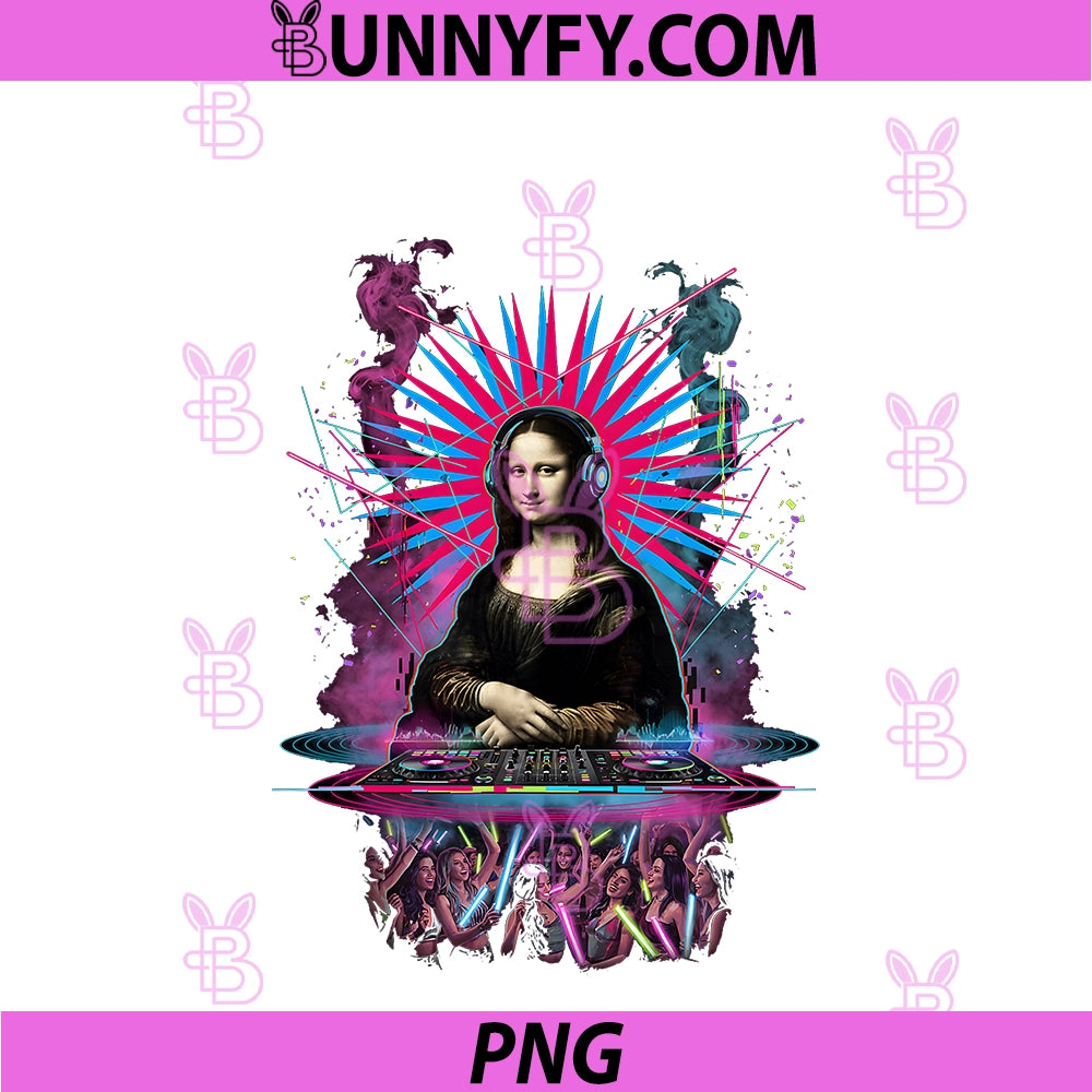Mona Lisa Glitch DJ EDM PNG, Techno Rave Festival PNG