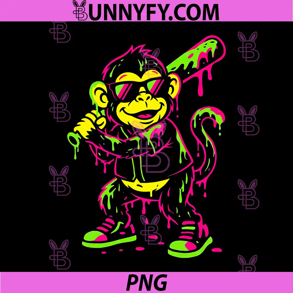 Monkey Funny Baseball PNG, Animals Baseball Drip PNG