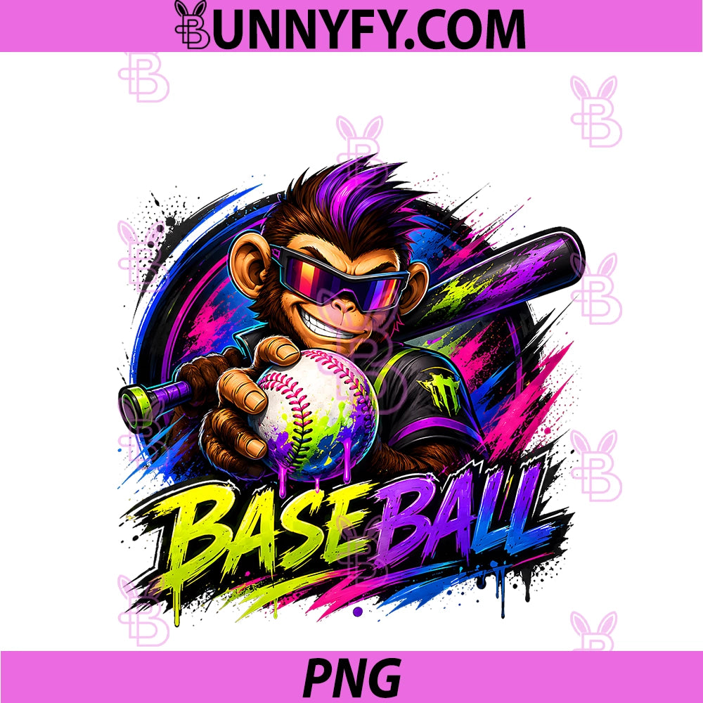 Monkey PNG, Funny Animals Baseball Ice Cream Drip Cool PNG