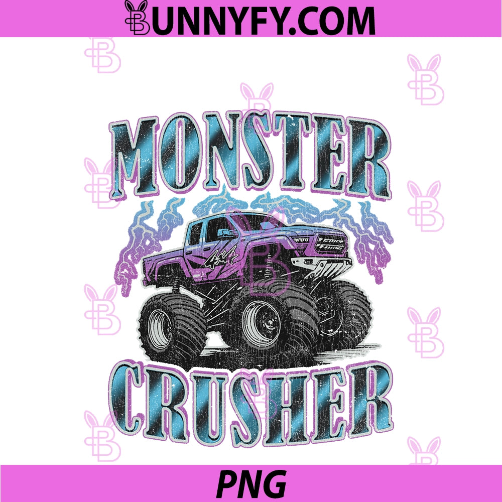 Monster Crusher Vintage Lightning Retro PNG, Monster Truck PNG