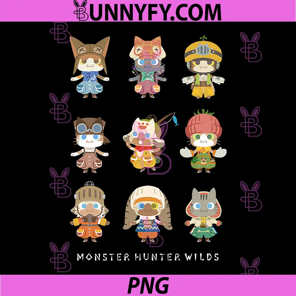 Monster Hunter Wilds Palico PNG, Chibi Support Team Characters PNG