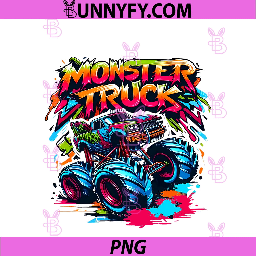 Monster Truck Retro Colorful PNG, Graffiti PNG PNG