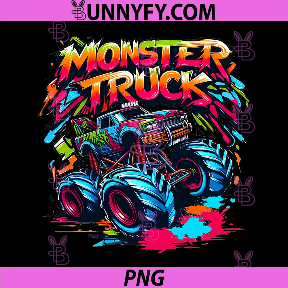 Monster Truck Retro Colorful PNG, Graffiti Toddlers Youth PNG