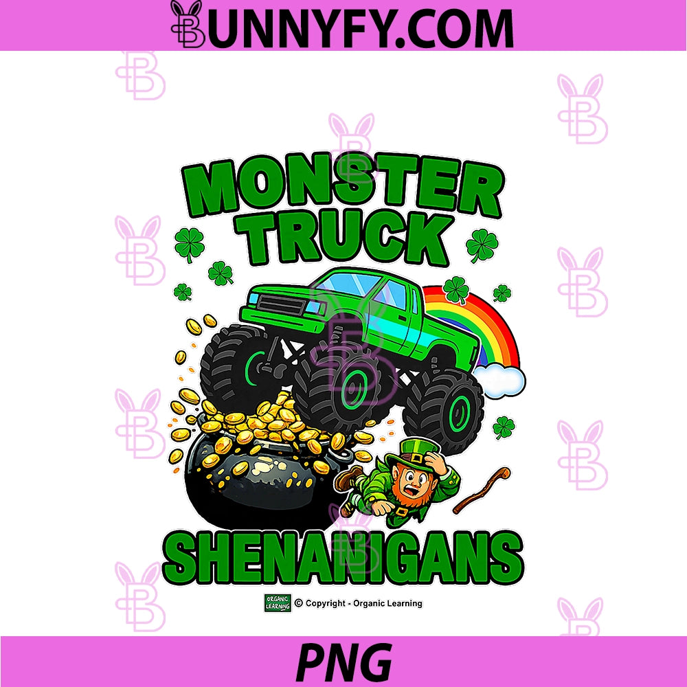 Monster Truck Shenanigans St Patrick’s Day PNG, Leprechaun PNG