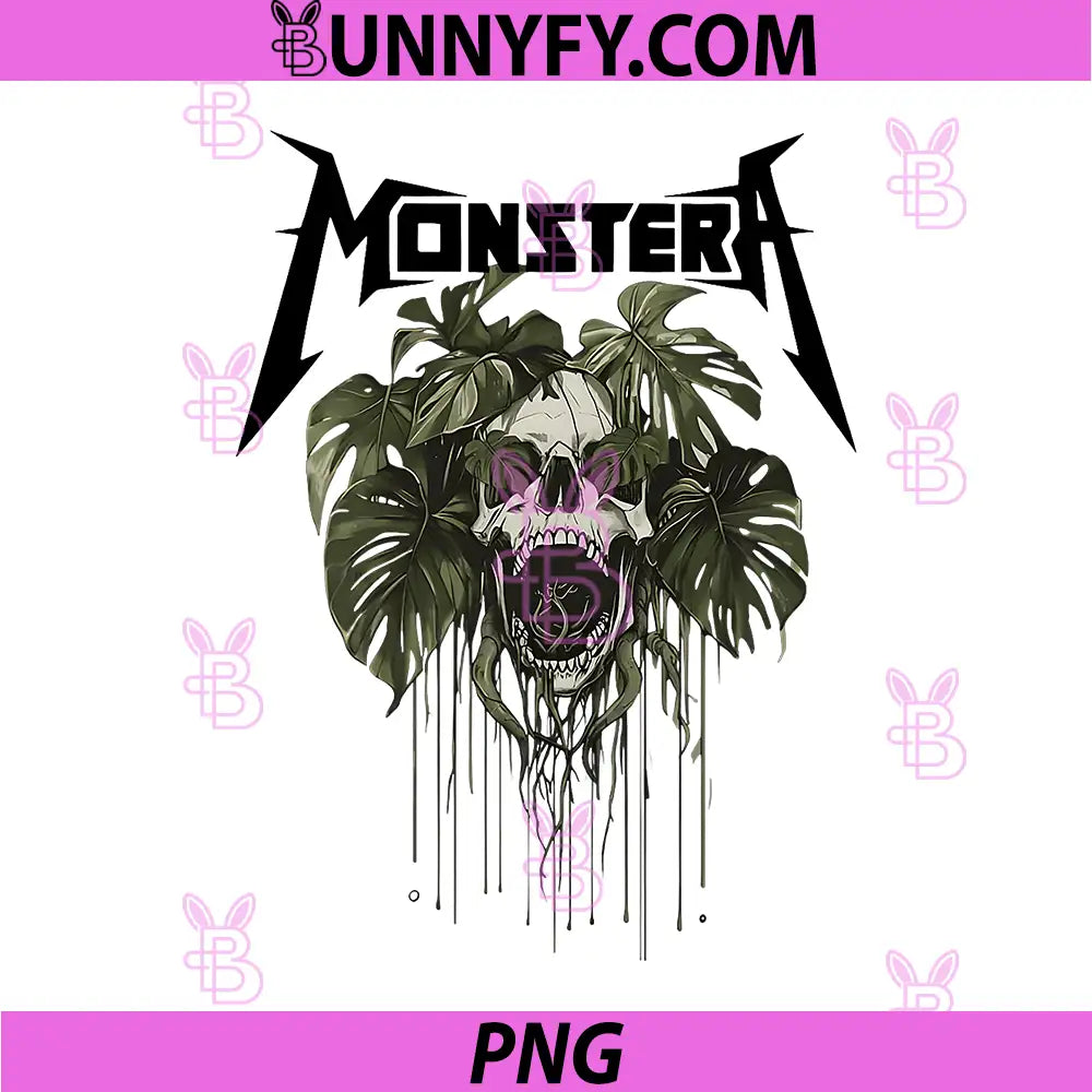 Monstera PNG, Funny Skull Plant Lover PNG, Grunge Gardener PNG