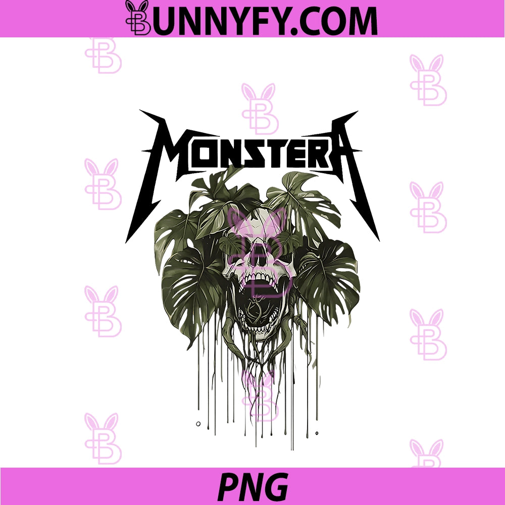 Monstera PNG, Funny Skull Plant Lover Grunge Gardener PNG