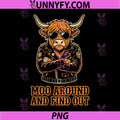 Moo Around and Find Out PNG, Highland Cow Leather Jacket Biker PNG