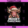 Mooey Christmas Cow PNG, Santa Lights Humor PNG