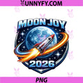 Moon Joy 2026 PNG, Rocket Space Exploration Graphic PNG
