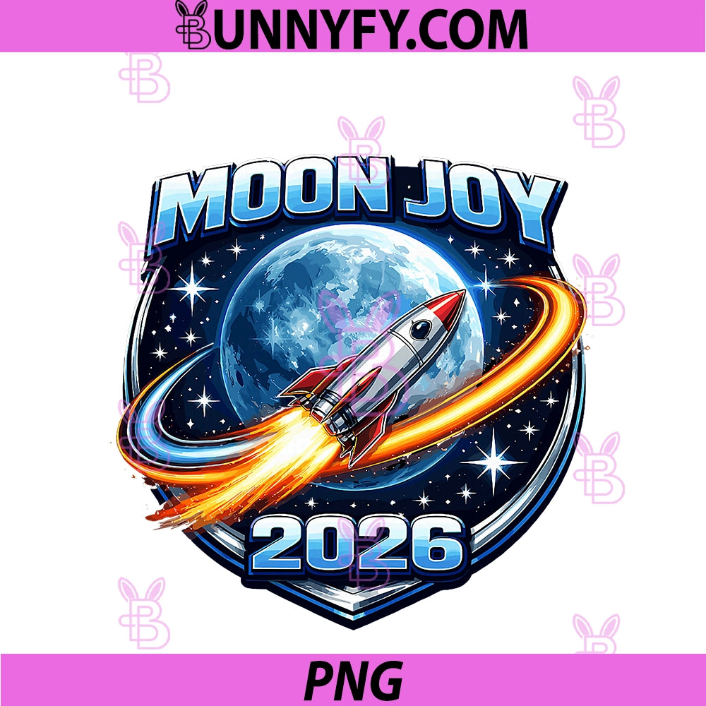 Moon Joy 2026 PNG, Rocket Space Exploration Graphic PNG