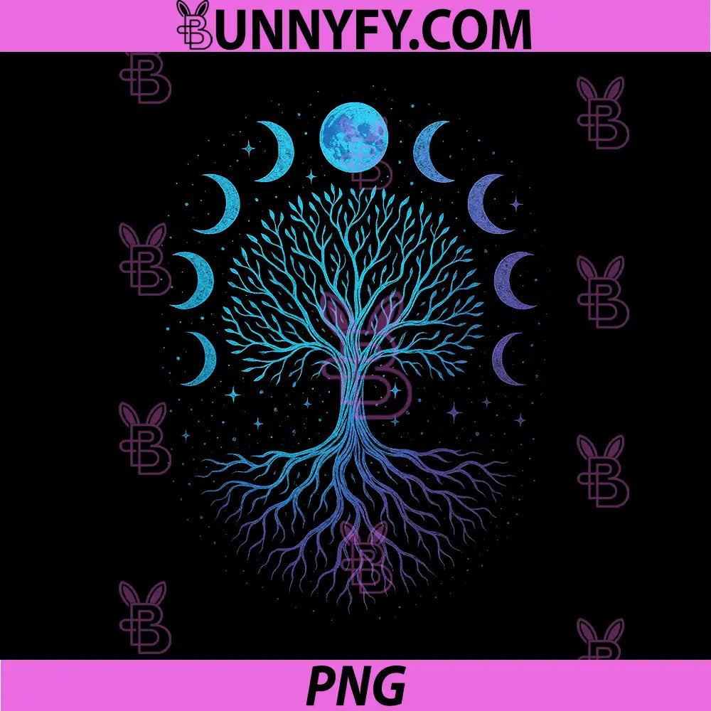 Moon Phases PNG, Tree Viking PNG, Pagan Wicca Spiritual PNG