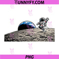Moon Space Earth Astronaut Space PNG, Retro Fun Motif PNG