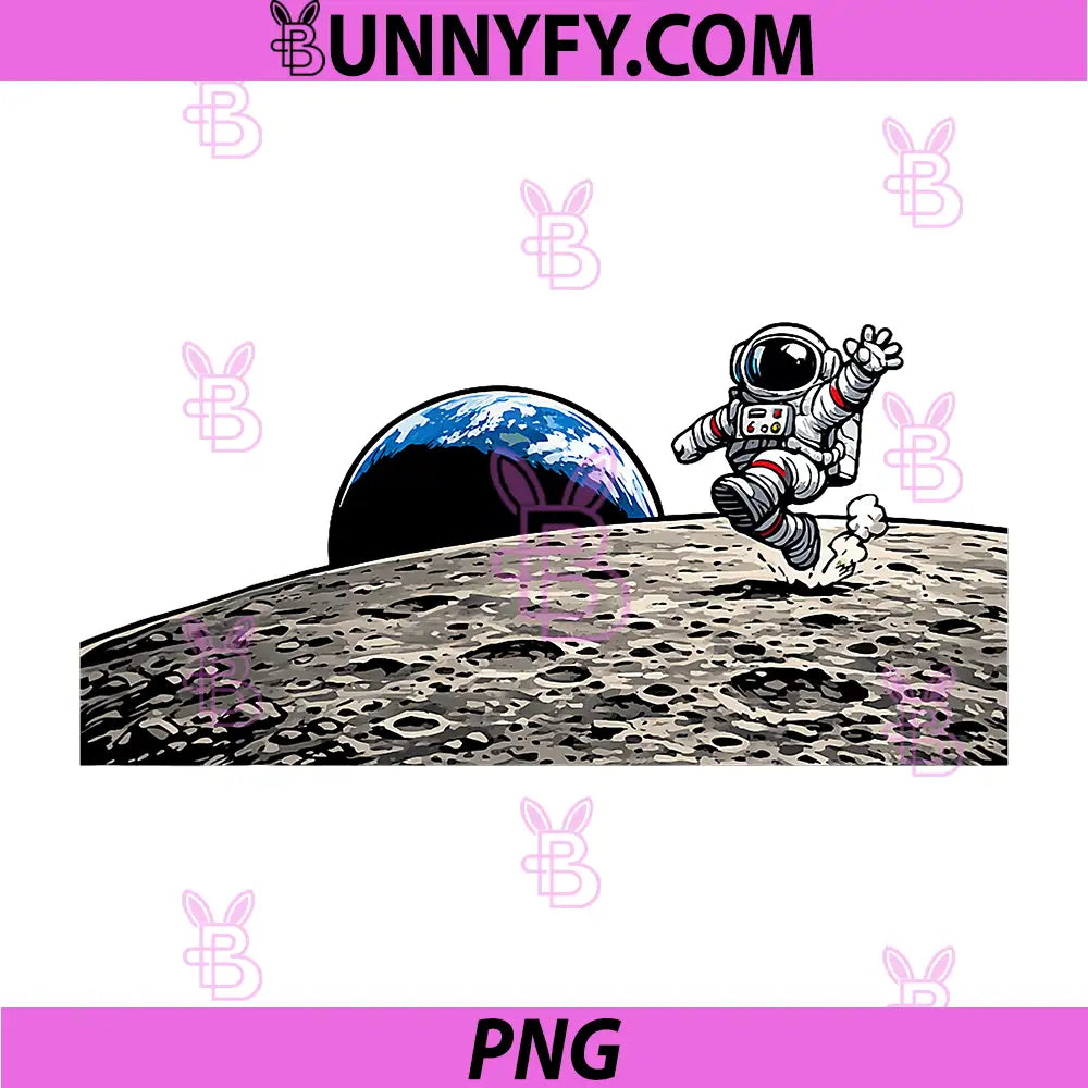 Moon Space Earth Astronaut Space PNG, Retro Fun Motif PNG