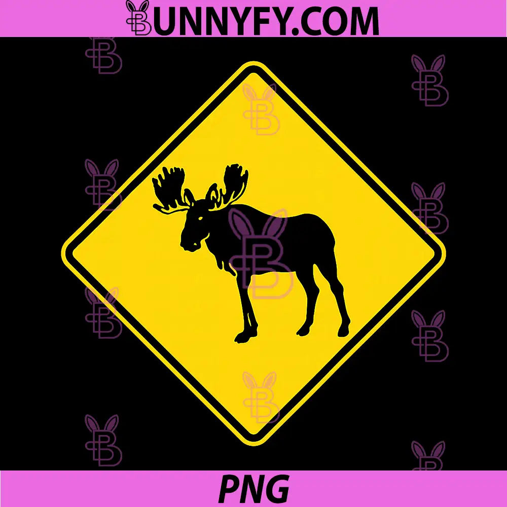Moose Crossing Sign PNG, Funny Wildlife Road Warning PNG