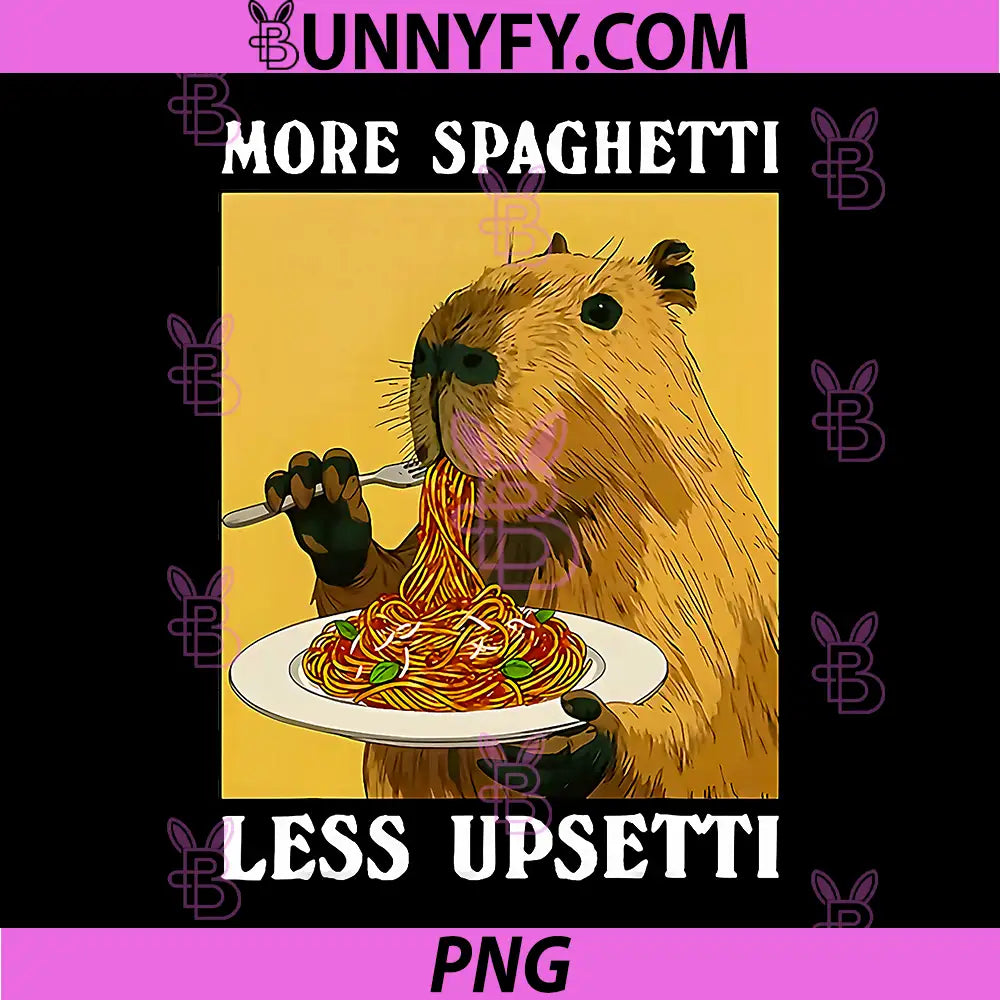 More Spaghetti Less Upsetti PNG, Capybara Eating Pasta PNG