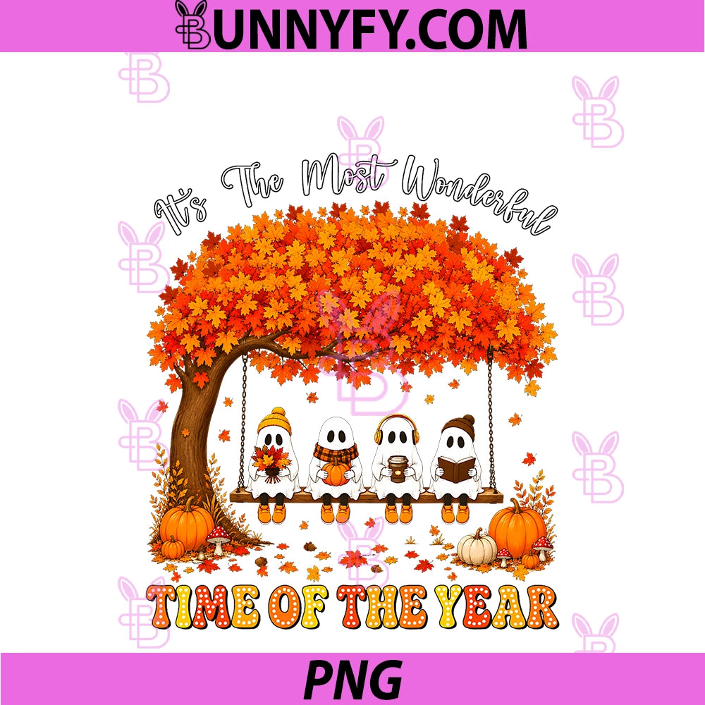 Most Wonderful Time Of The Year Cute PNG, Fall Ghosts Halloween PNG