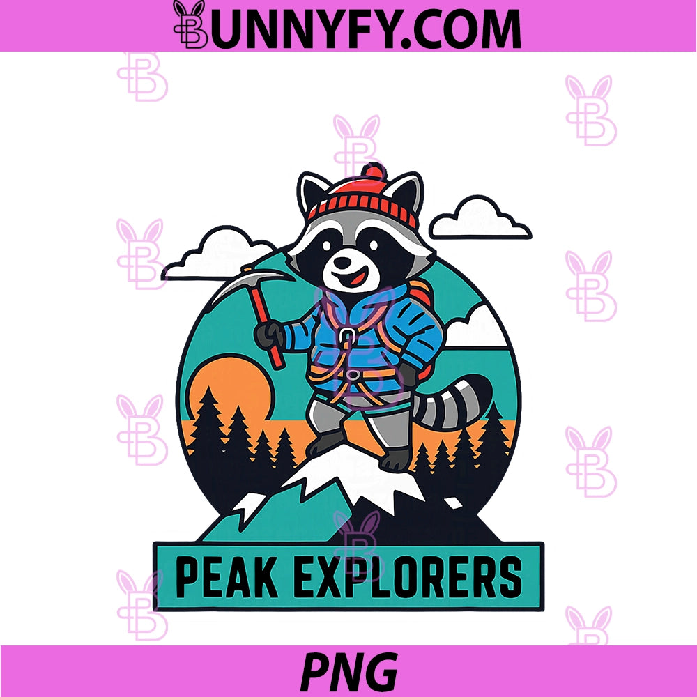 Mountain Explorer PNG, Raccoon Hiking Adventure Graphic PNG