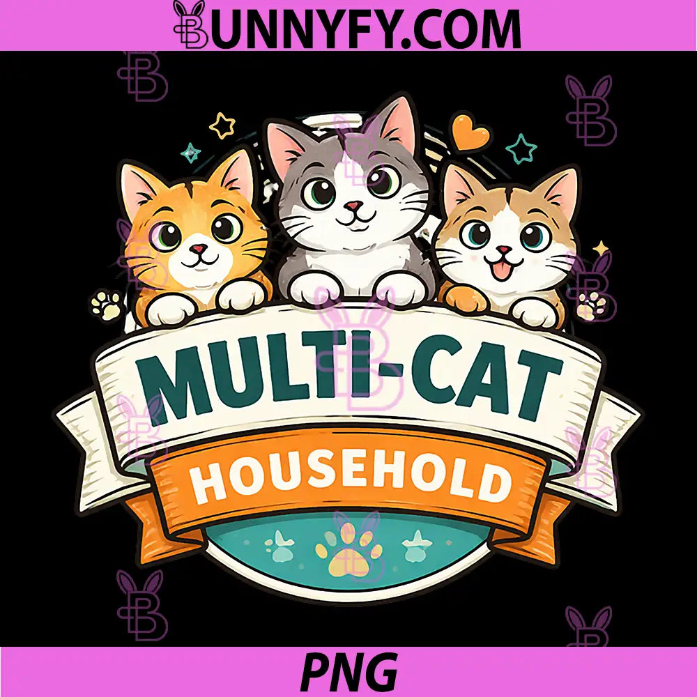Multi Cat Household Cute Cats PNG, Funny Cat Lover Family Design PNG