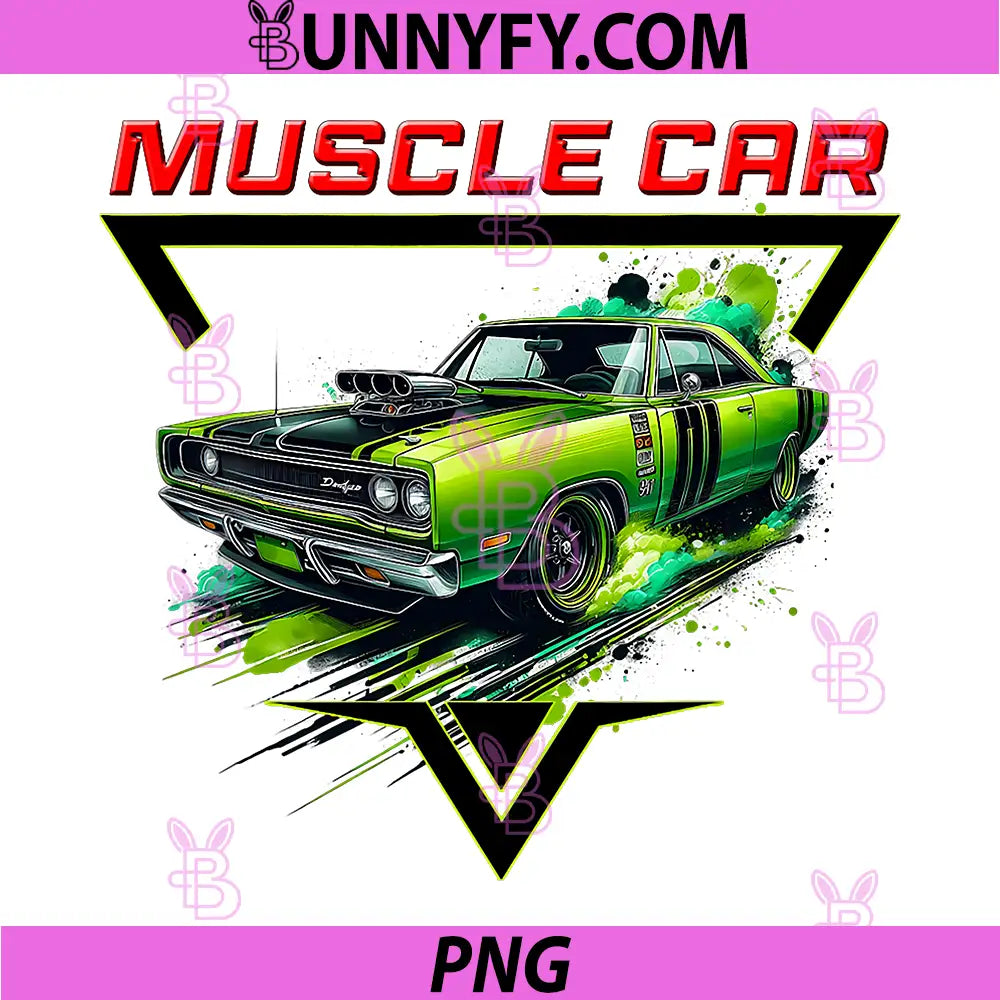 Green Muscle Car Illustration PNG, Classic American Muscle PNG