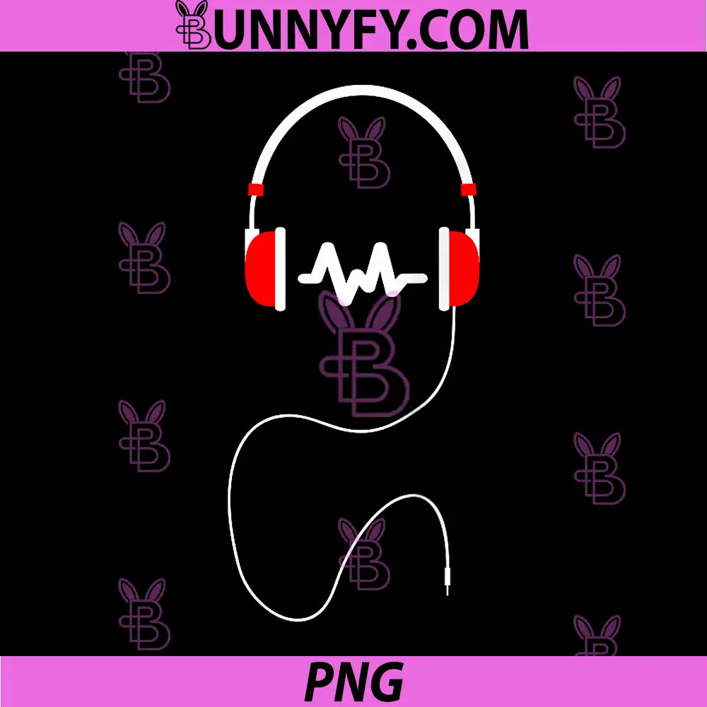 Music Headphones PNG, Logo in Red and White PNG