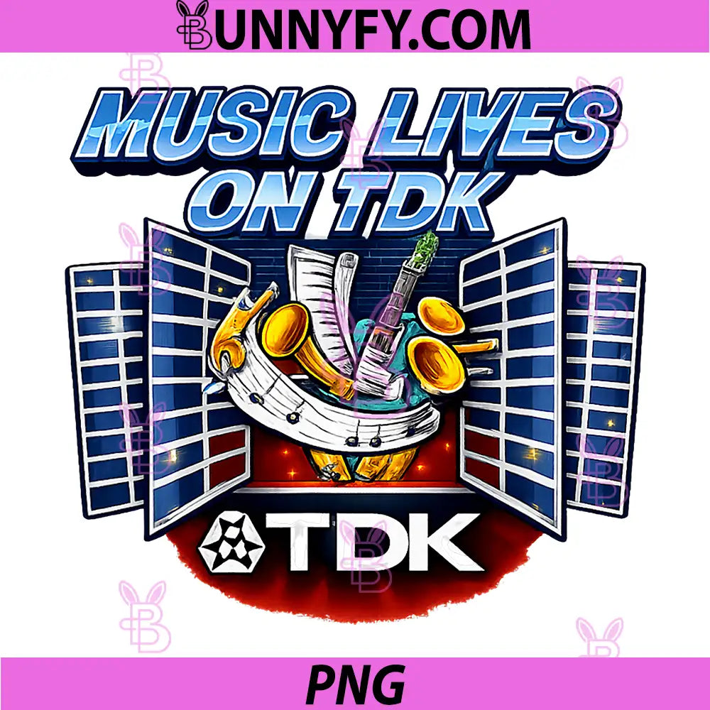Music Lives On TDK PNG, Vintage 80s Retro 1980s Apparel Joke PNG