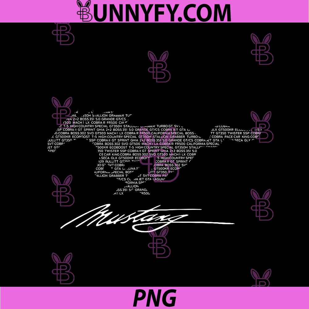 Mustang PNG, Model Names PNG