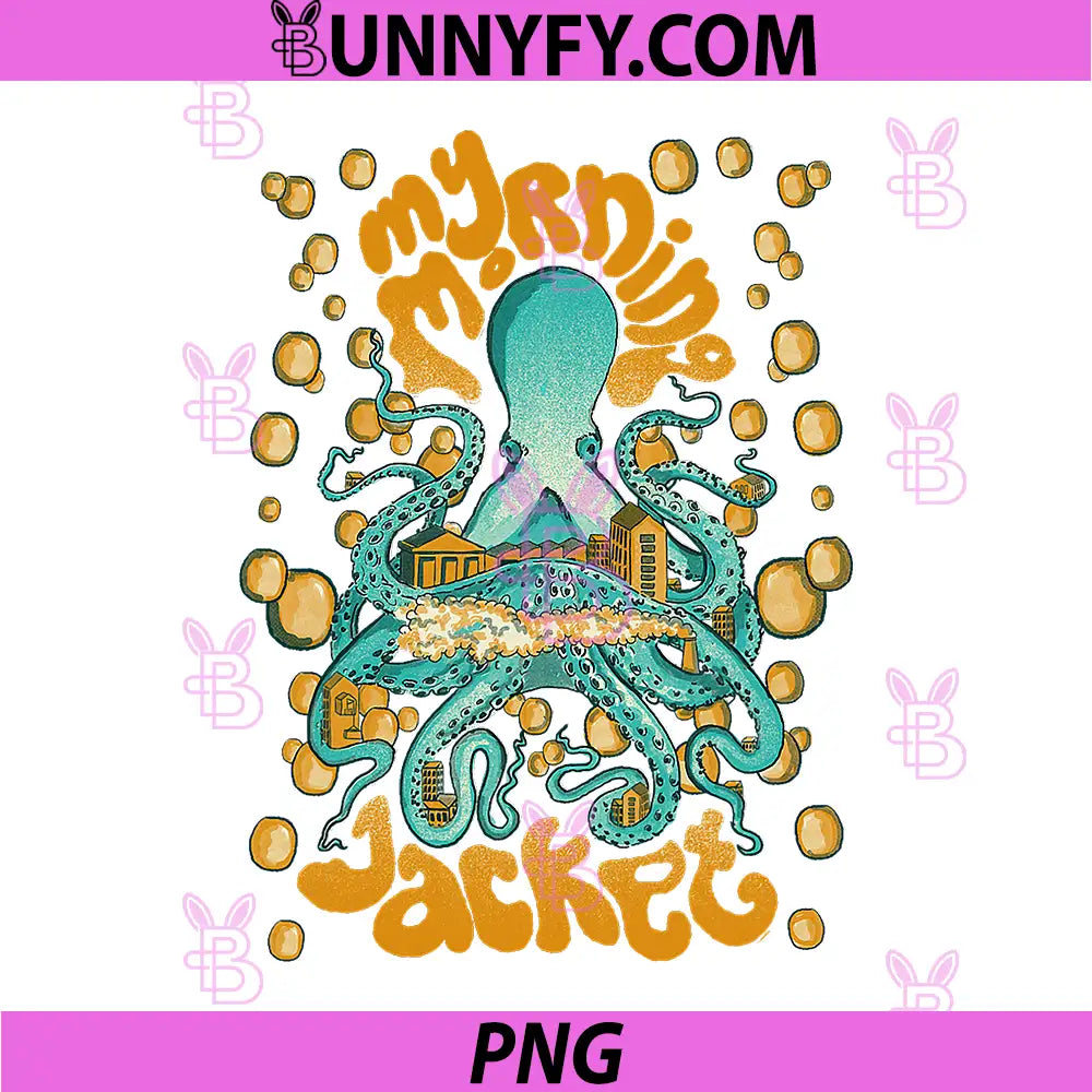 My Morning Jacket Octopus Art PNG, Octopus Tentacle Retro Art PNG