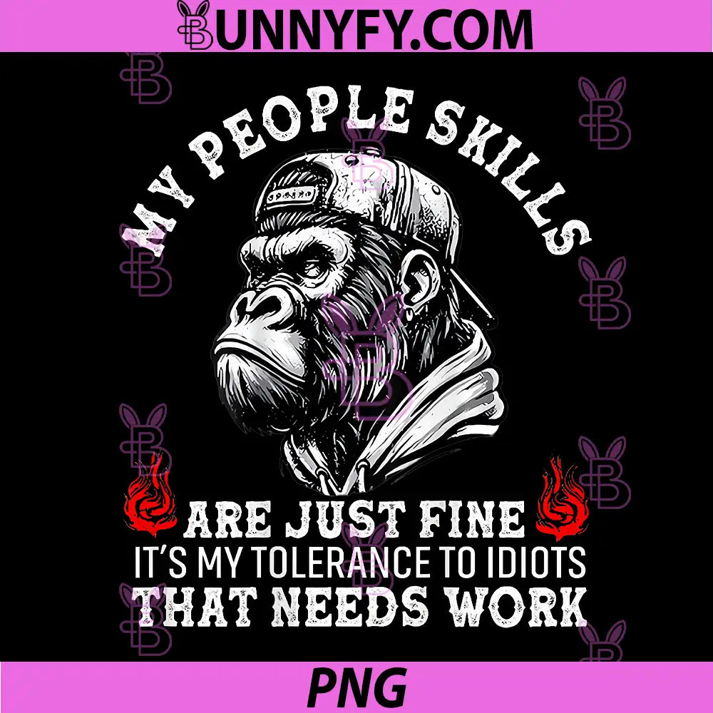 Grumpy Monkey Attitude Art PNG, Dark Humor Quote PNG