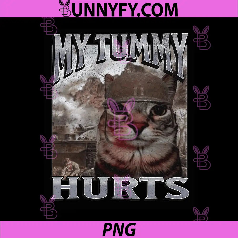 My Tummy Hurts PNG, Funny Cat Meme Bootleg Graphic PNG