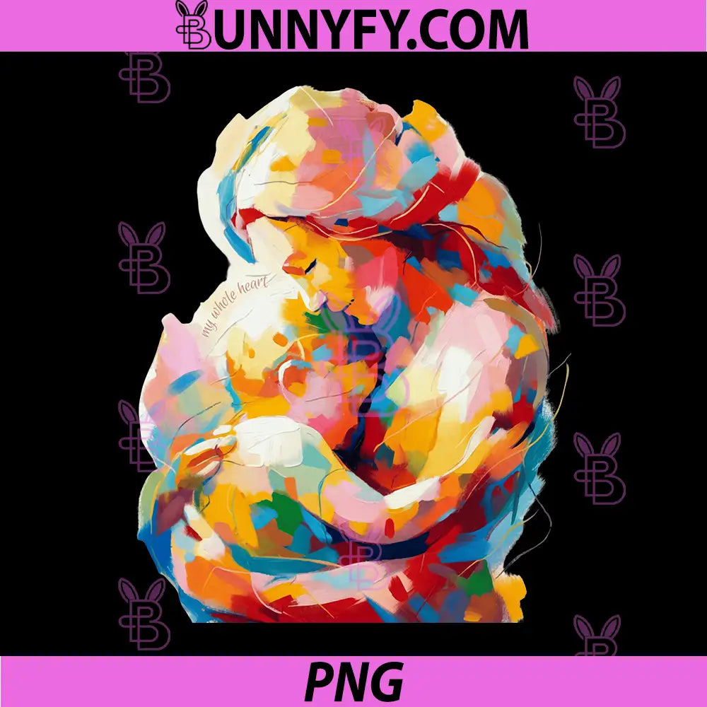 My Whole Heart Colorful PNG, Mother and Baby Abstract Art Print PNG