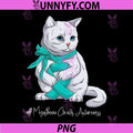 Myasthenia Gravis Awareness PNG, Month Teal Ribbon Cat PNG