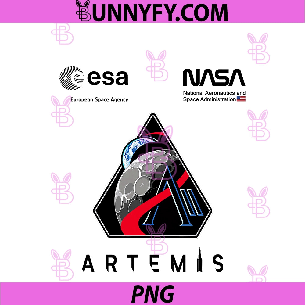 NASA Artemis II Mission PNG, Patch Worm And ESA Logo PNG