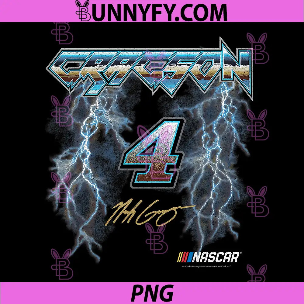 NASCAR Noah Gragson No. 4 Lightning PNG, Metalic Neon Blue Text PNG