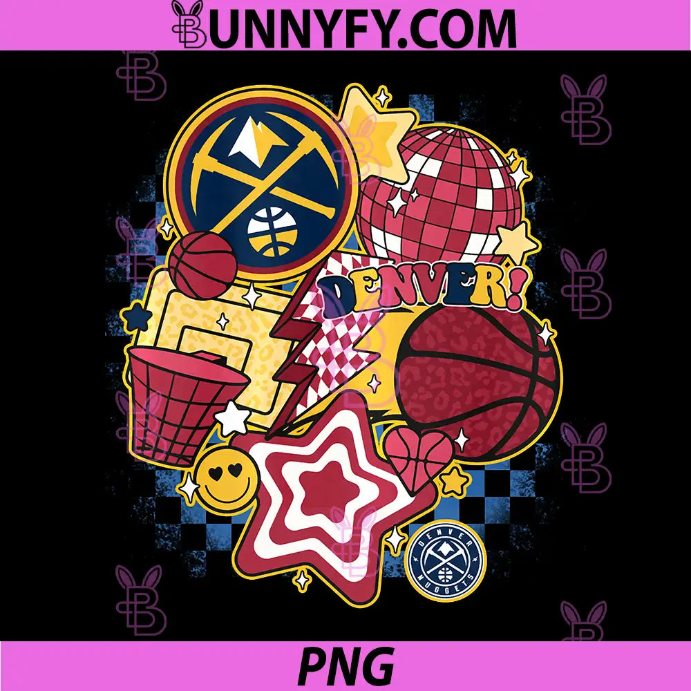 NBA Denver Nuggets PNG, Psychedelic Basketball Collage PNG