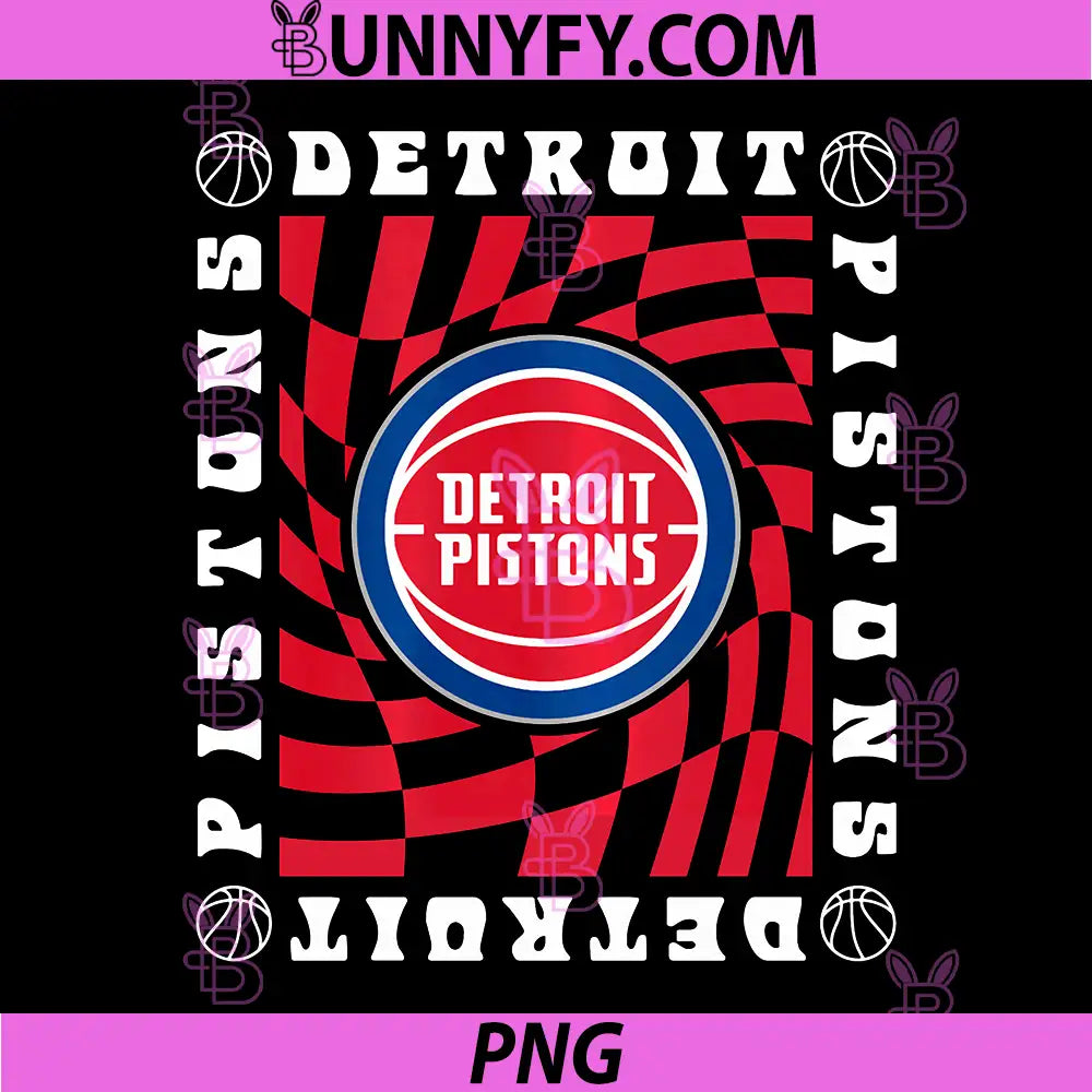 NBA Detroit Pistons PNG, Retro Wave Chessboard PNG