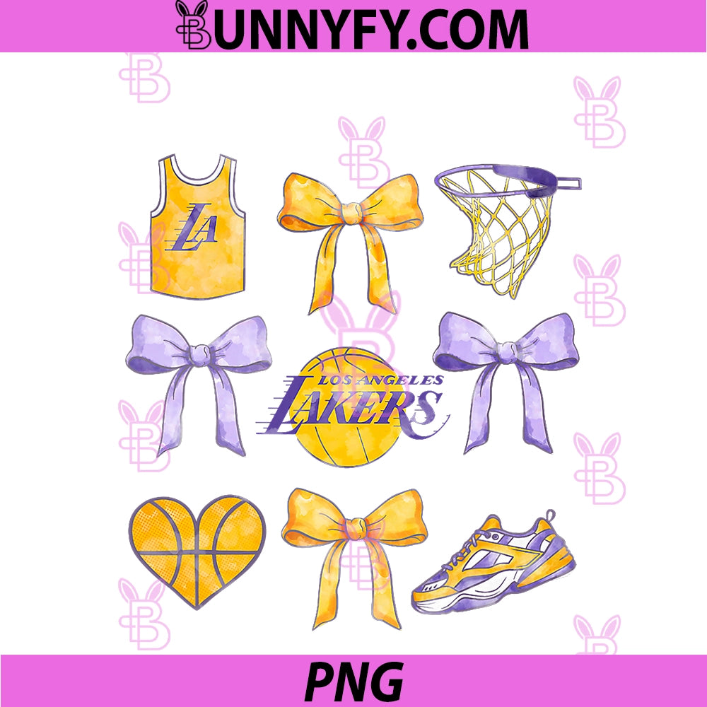 NBA Los Angeles PNG, Lakers Bow Grid PNG