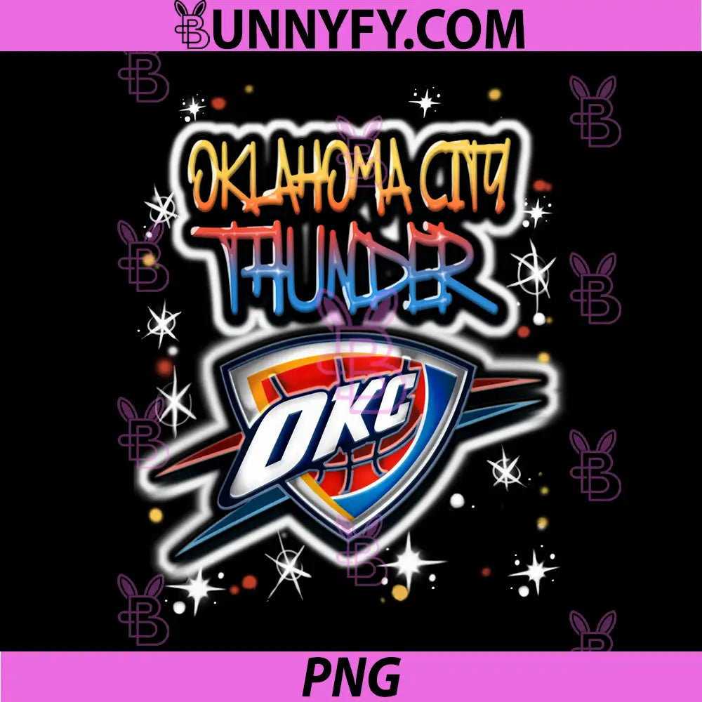 NBA Oklahoma City PNG, Thunder Airbrush Logo PNG