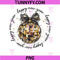 Happy New Year Disco Ball PNG, Gold Glitter NYE Party Illustration PNG