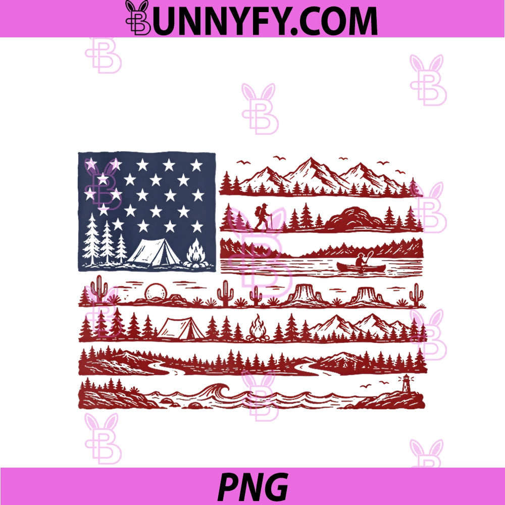 National Parks American Flag PNG, Patriotic July 4th Mountain PNG