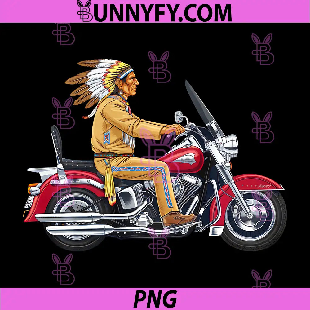 Native American Indian Indigenous PNG, Biker Motorcycle Retro PNG