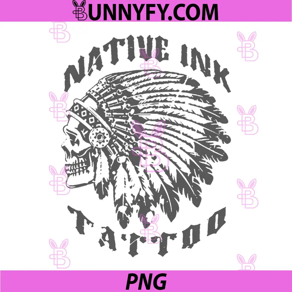 Native Ink Clean gray print PNG, Bold skull + headdress PNG