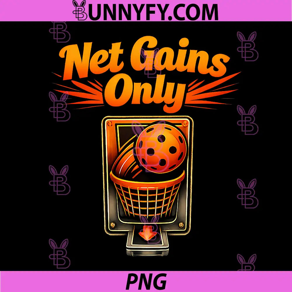 Net Gains Only PNG, Pickleball Retro Sunset Graphic PNG