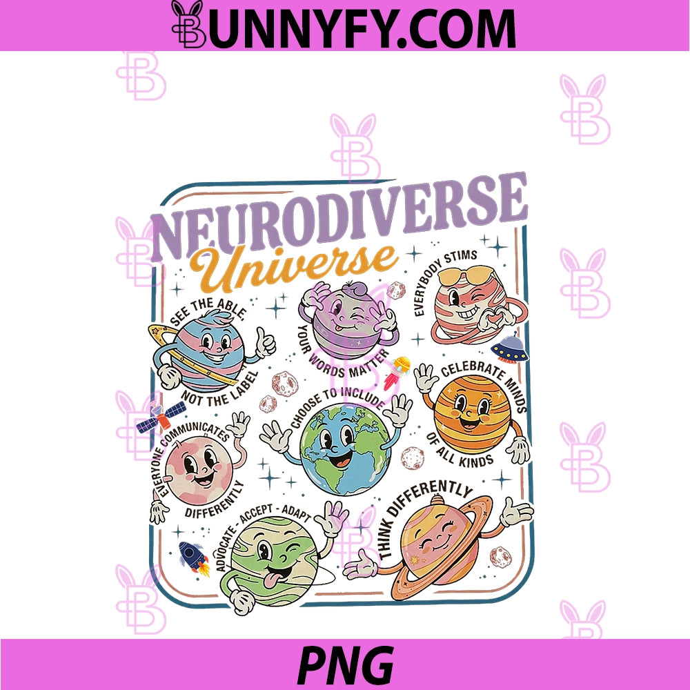 Neurodiverse Universe PNG, Neurodiversity ADHD Autism Awareness PNG