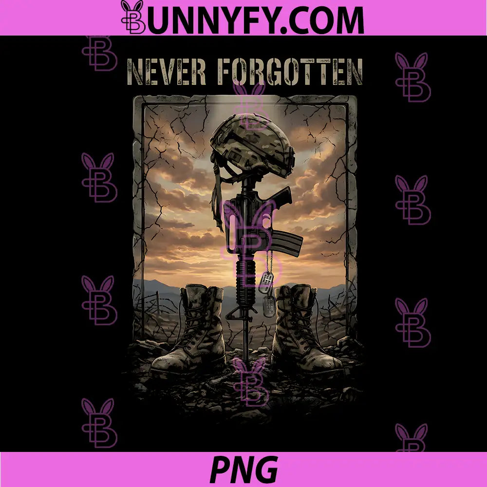 Never Forgotten Memorial Day PNG, Military Tribute Battlefield Co PNG