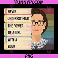 Never Underestimate The Power of A Girl with A Book PNG, Feminist PNG
